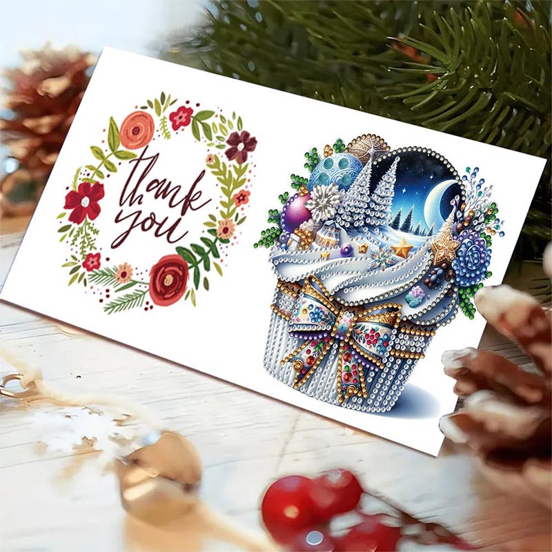 6 Pcs Christmas DIY Diamond Greeting Cards Set,5D DIY Diamond Art Painting Christmas Style Greeting Card, C-hristmas Card Making Kits for Family Friends Handmade Gift (Style N) - Image 4